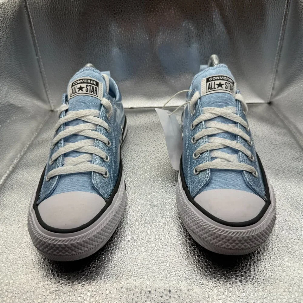 Size 6 Converse Chuck Taylor All Star Madison Glitter Blue Kids Sneakers A13157C